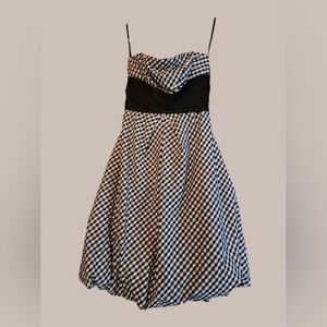 Donna Ricco Black & White Gingham Strapless Dress